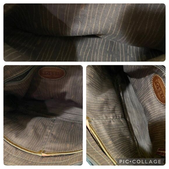 Vintage Fossil Distressed Aged Brown Leather Briefcase Messenger Bag - Picture 15 of 16